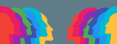 Arte: rostros de perfil en diferentes colores 